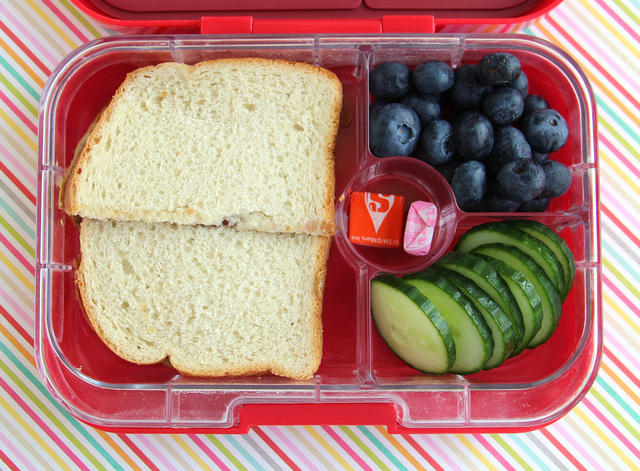 Kid's Choice Bento with Sandwich, Berries and Cucumbers