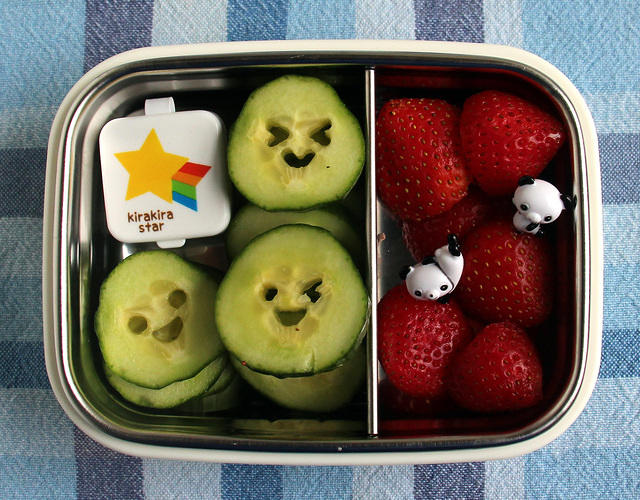 Silly cucumber snack for a kindergartener