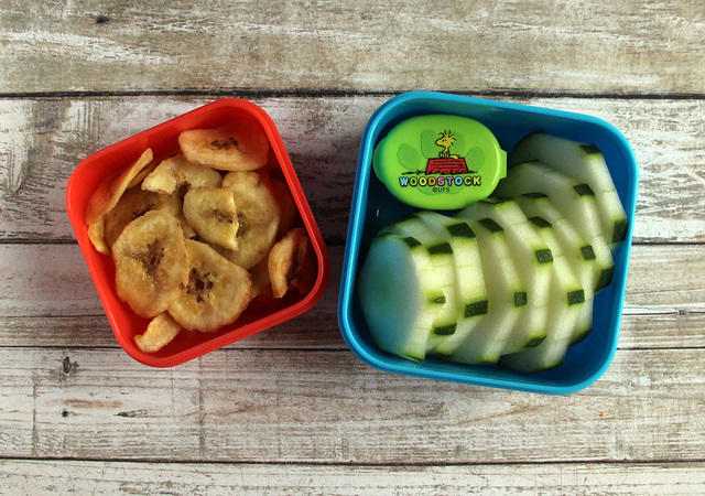 Banana chips and cukes snack