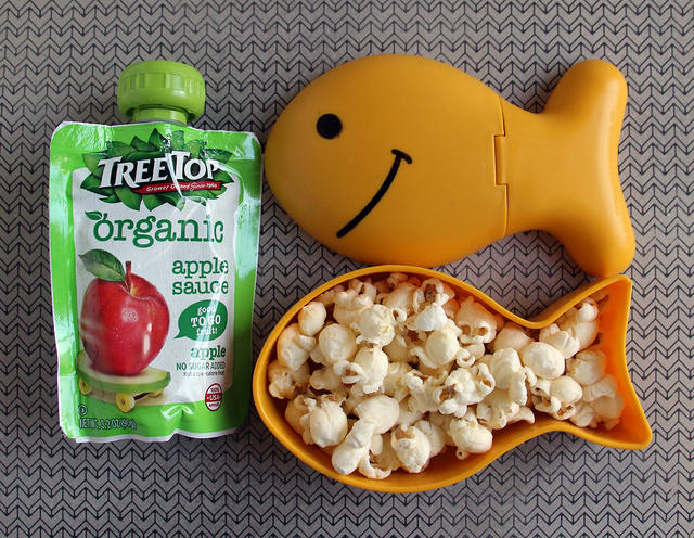 popcorn and applesauce snack