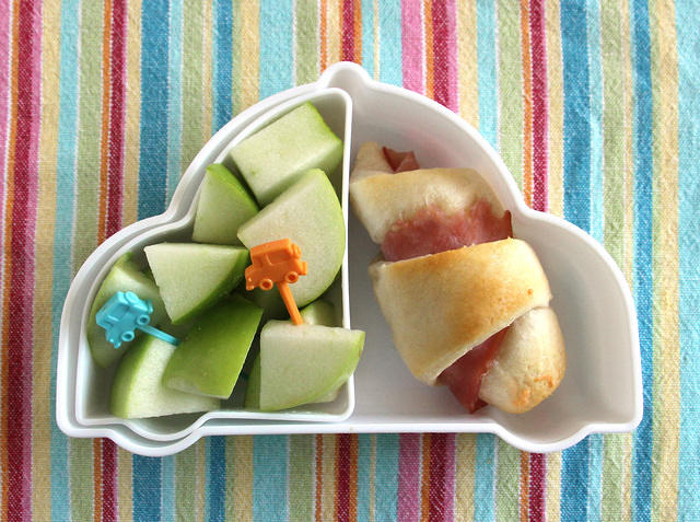 Apple and Ham Roll Car Snack