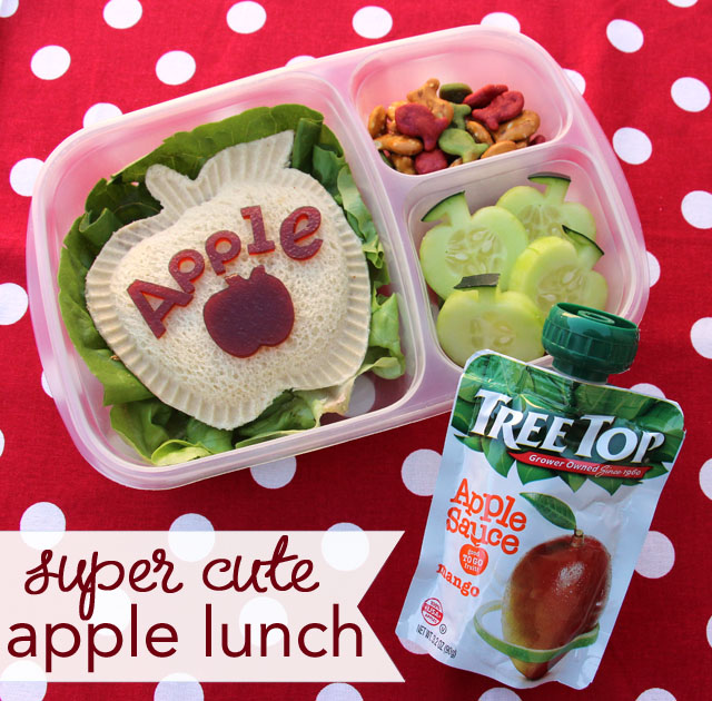 Cute Apple Lunch with a Tree Top Apple Sauce Pouch