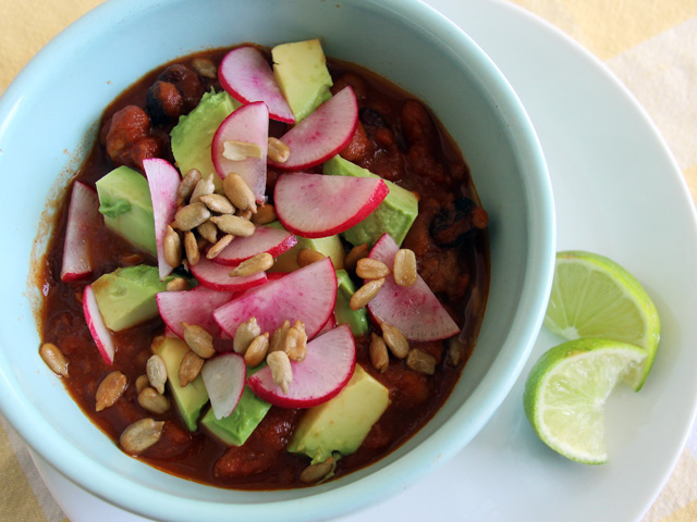 Simple, Kid-Friendly Slow Cooker Chili (with some fancy toppings for the grown-ups)