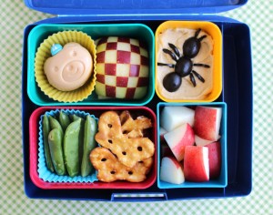 Wendolonia's bento box using a Laptop Lunches box, egg mold and hat picks
