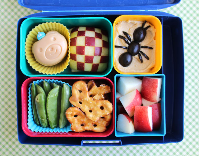 Wendolonia's bento box using a Laptop Lunches box, egg mold and hat picks