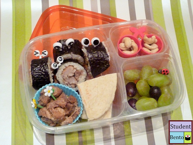 Your sushi is watching you! See how Stacey at Student Bento and three other moms used the same tools to make completely different lunches