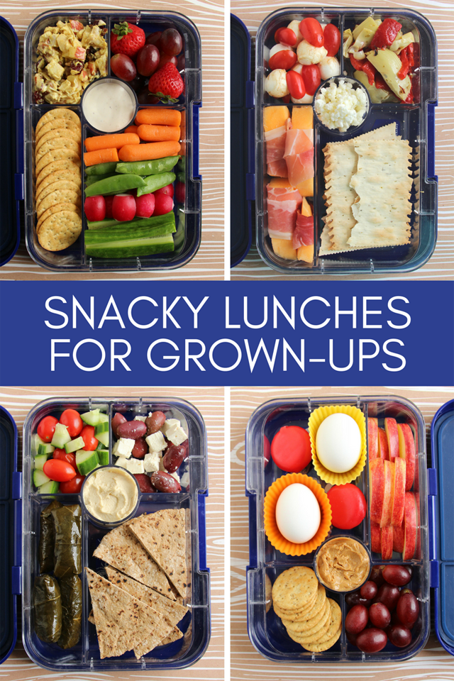 Snacky bento lunches for grown-ups - WAY better than a wilty salad from the deli down the street