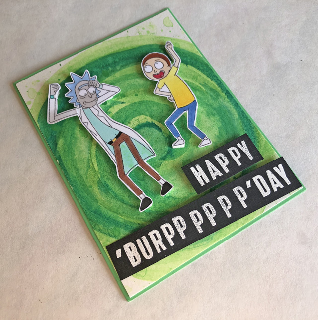 Handmade Rick and Morty birthday card - great for a teen