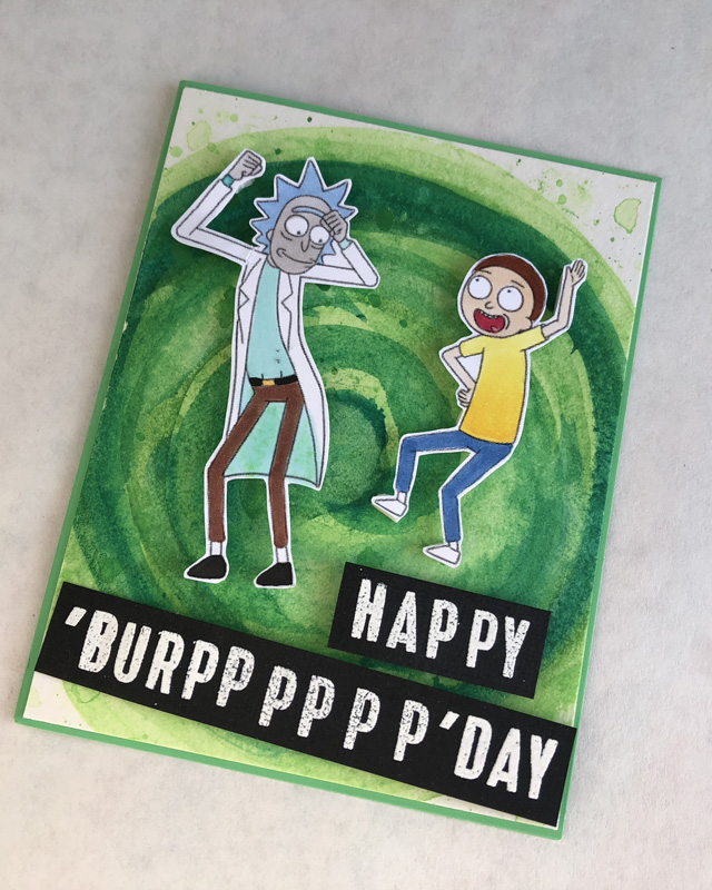 Handmade Rick and Morty birthday card - great for a teen!